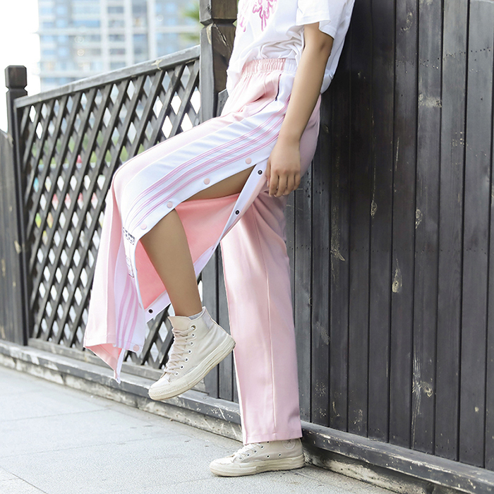 Fashion Casual Long Pants-Pink/White-4435591