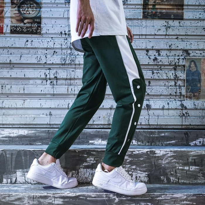 Fashion Casual Long Pants-Green/White-6158138