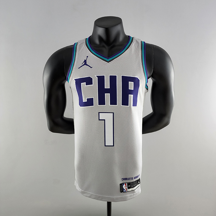 2019 Ball #1 Charlotte Hornets Grey NBA Jersey-298437