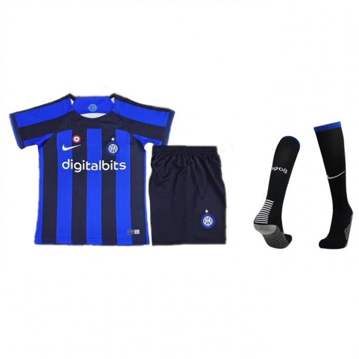 22/23 Inter Milan home Blue Black Suit Shorts Kit Jersey (Shirt + Short +sock)-6186640