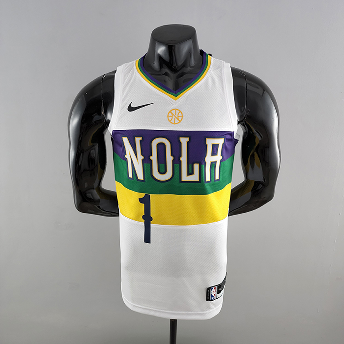 2018 New Orleans Pelicans WLLIAMSIN#1 Urban Edition White NBA Jersey-1554941