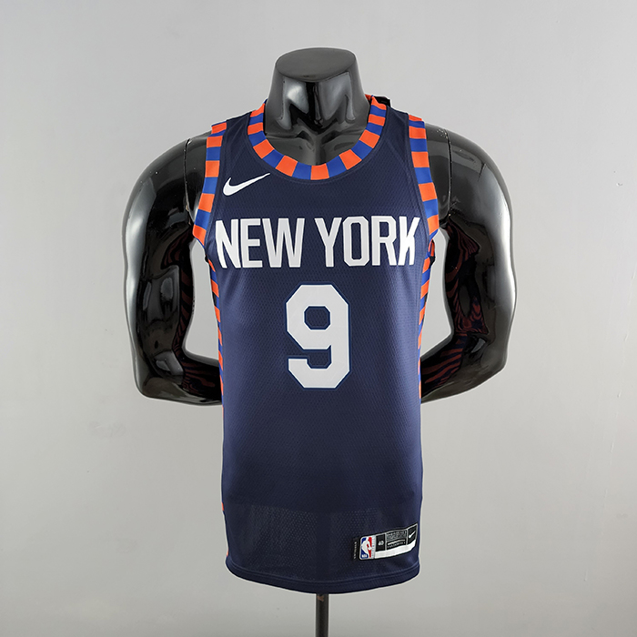 New York Knicks Barrett #9 Striped NBA Jersey-7841958
