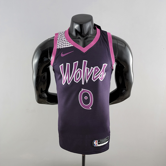 Minnesota Timberwolves RUSSELL#0 Black and Purple NBA Jersey-9661549