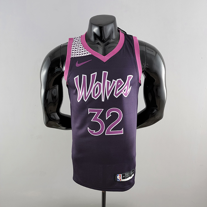 Minnesota Timberwolves TOWNS#32 Black and Purple NBA Jersey-7381495