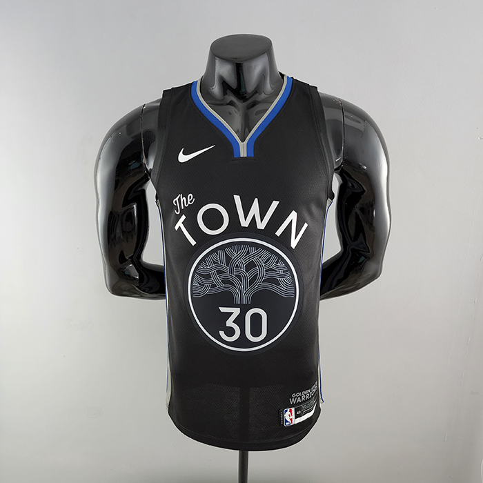2020 Curry#30 Warriors City Edition Black and Grey NBA Jersey-7443439