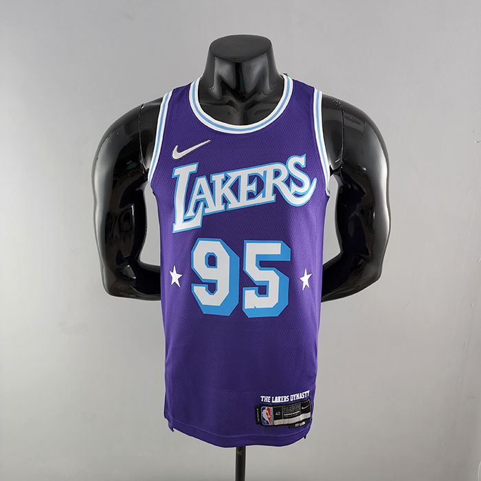 2022 75th Anniversary TOSCANO #95 Los Angeles Lakers City Edition Purple NBA Jersey-9221916