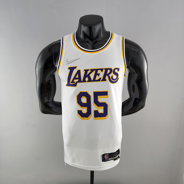 75th Anniversary TOSCANO #95 Los Angeles Lakers White NBA Jersey-6161453