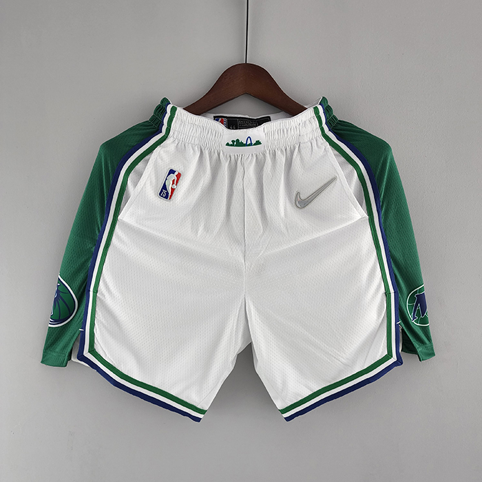 2022 Dallas Mavericks Urban Edition NBA Shorts White Green Trim-9452359