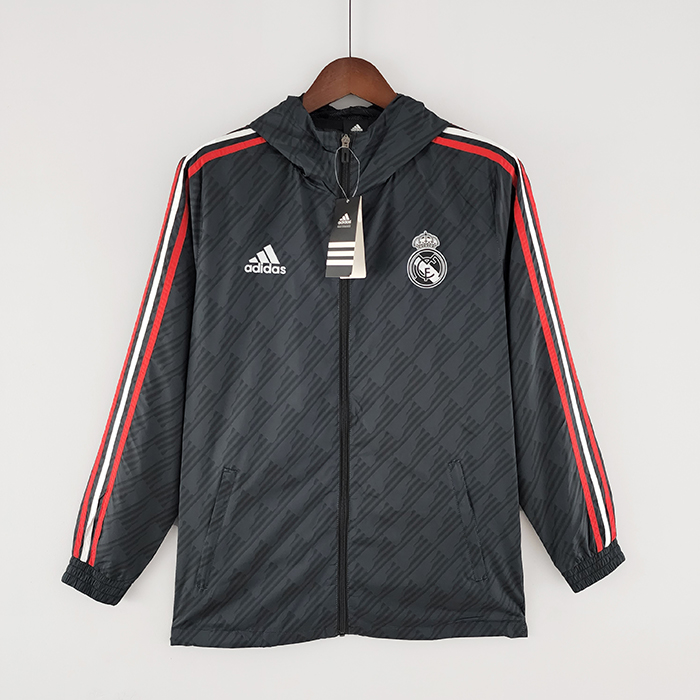 2022 Real Madrid Hooded Windbreaker Black jacket Windbreaker-208249