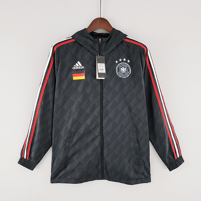 2022 Germany Hooded Windbreaker Black jacket Windbreaker-438793