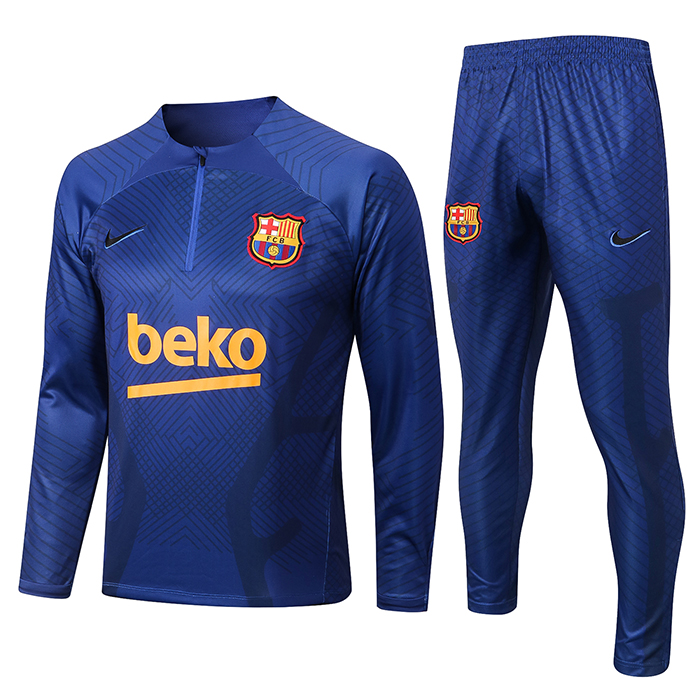 22/23 Barcelona Jersey Navy Blue Edition Classic Training Suit (Top + Pant)-7401799