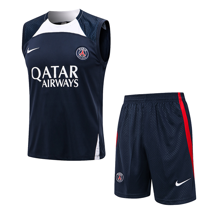 22/23 Paris Saint-Germain PSG Vest training suit kit Navy Blue Suit Shorts Kit Jersey (Vest + Short)-331055