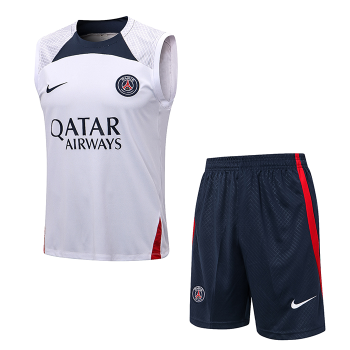 22/23 Paris Saint-Germain PSG Vest training suit kit White Suit Shorts Kit Jersey (Vest + Short)-473696