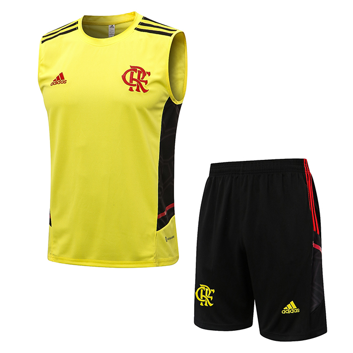22/23 Flamengo Vest training suit kit Yellow Suit Shorts Kit Jersey (Vest + Short)-6222223