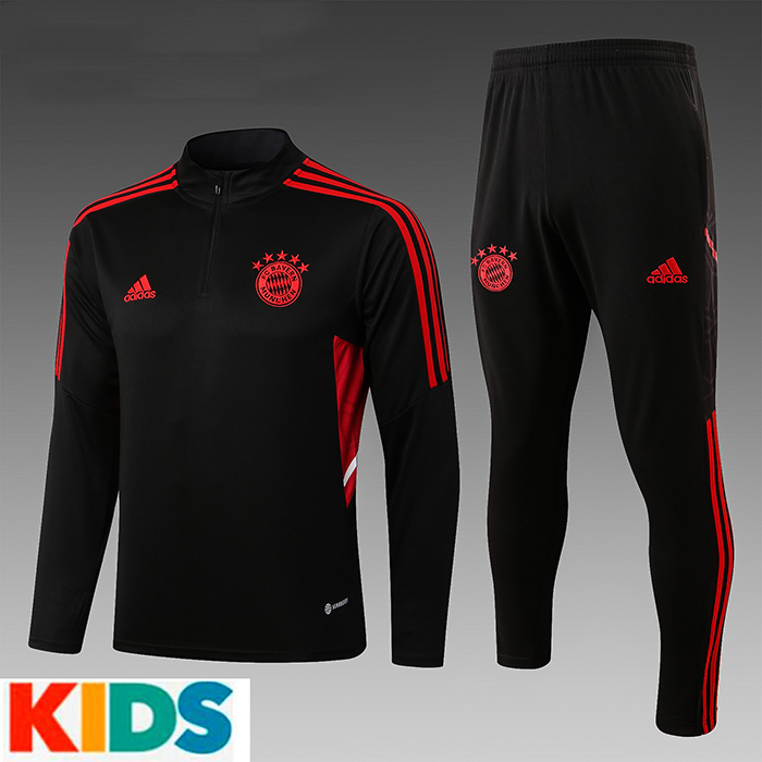 22/23 Bayern Munich Kids Jersey Black Edition Classic Kids Training Suit (Top + Pant)-7525517