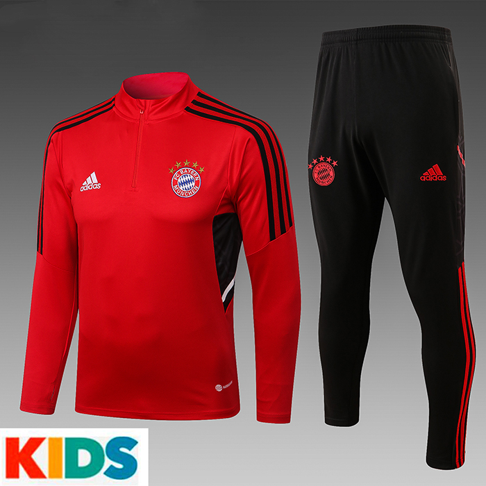 22/23 Bayern Munich Kids Jersey Red Edition Classic Kids Training Suit (Top + Pant)-8291352