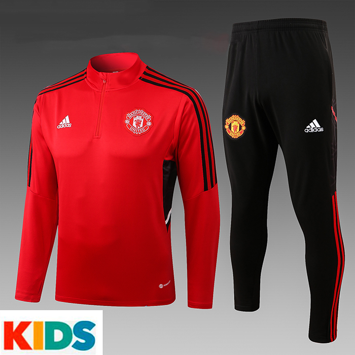 22/23 Manchester United M-U Kids Jersey Red Edition Classic Kids Training Suit (Top + Pant)-3531576