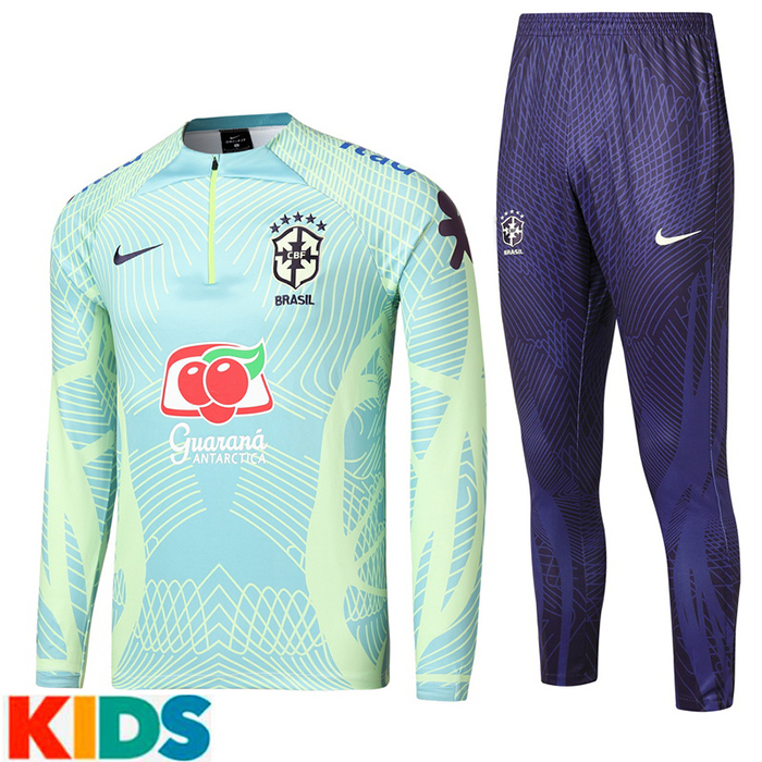 2022 Brazil Kids Jersey Light Green Edition Classic Kids Training Suit (Top + Pant)-3358675
