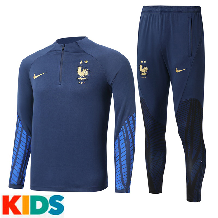 2022 France Jersey Navy Blue Edition Classic Kids Training Suit (Top + Pant)-7429740