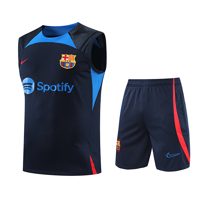 22/23 Barcelona Vest training suit kit Nvay Blue Suit Shorts Kit Jersey (Vest + Short)-2495369