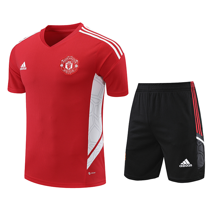 22/23 Manchester United M-U training Red suit kit Suit Shorts Kit Jersey (Shirt + Short)-309869