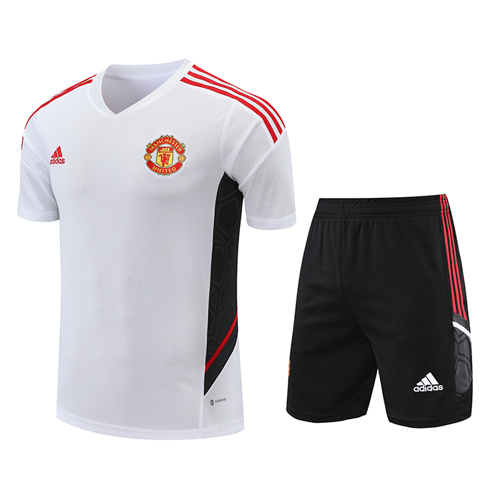 22/23 Manchester United M-U training White suit kit Suit Shorts Kit Jersey (Shirt + Short)-7287452