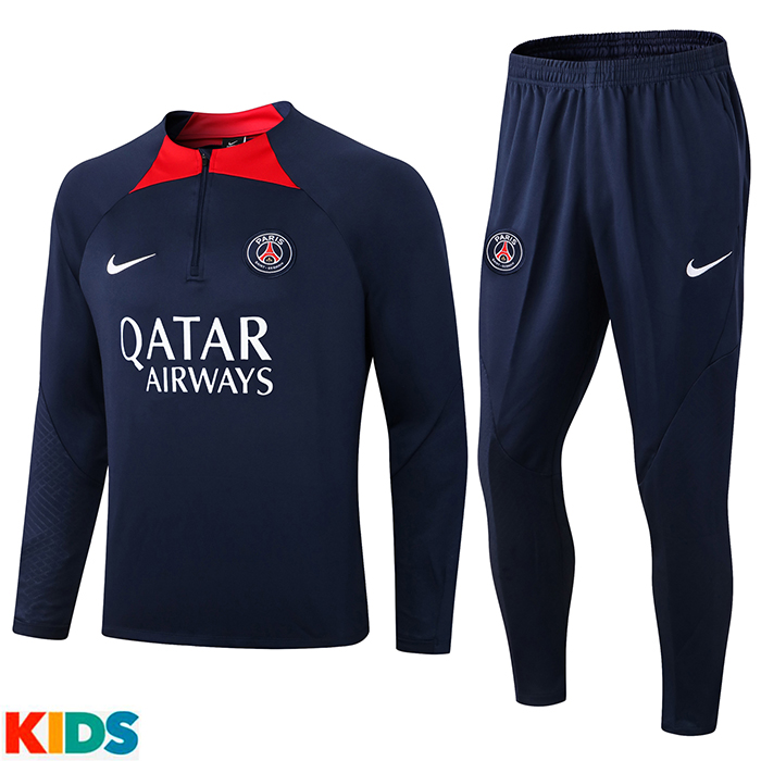 22/23 Paris Saint-Germain PSG Kids Jersey Navy Blue Edition Classic Kids Training Suit (Top + Pant)-1819697