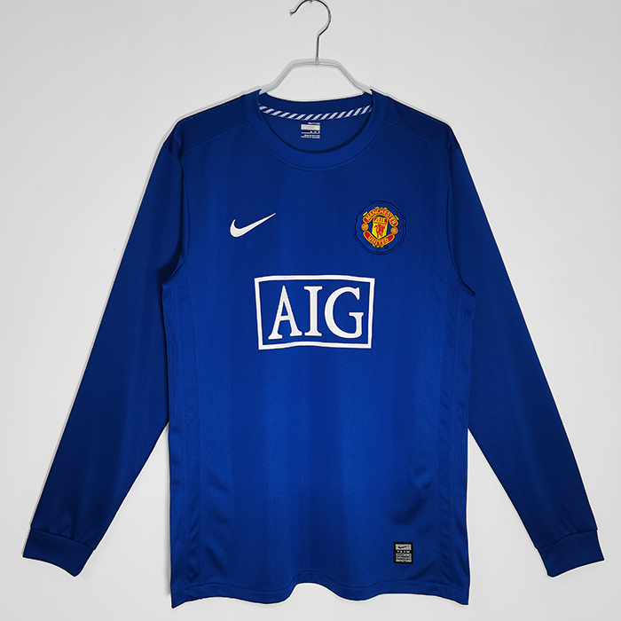 2008/09 Retro Manchester United M-U second Away Blue Jersey version Long sleeve-4553162