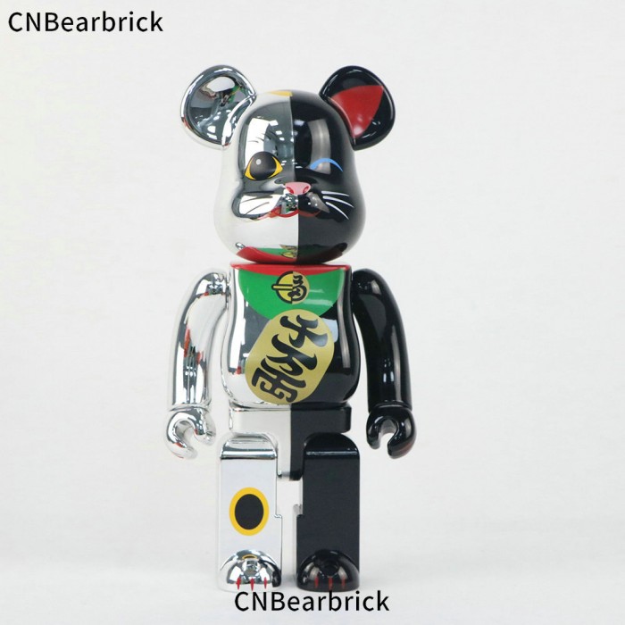 Bearbrick two-color cat building block bear 400% trendy play doll doll beckoning cat ornament-5751733