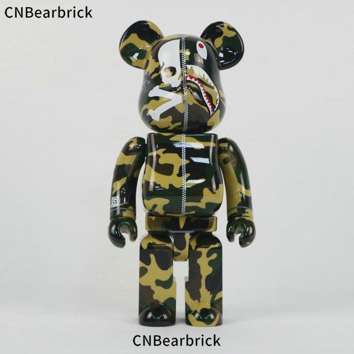 Bearbrick BAPE Camouflage Shark Building Block Bear 400% 28CM Tide Play Violent Bear Doll Doll Ornament-Green-7685325
