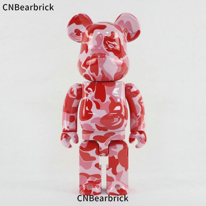 Bearbrick BAPE camouflage building block bear 400% 28CM tide play violent bear doll doll decoration-Pink-3514253