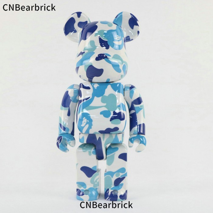 Bearbrick BAPE camouflage building block bear 400% 28CM tide play violent bear doll doll decoration-Blue-645516