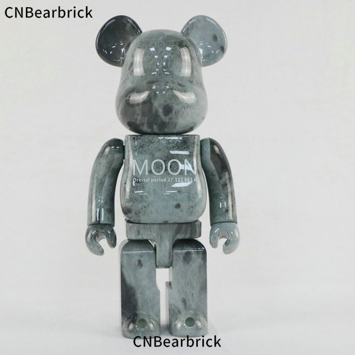 Bearbrick moon building block bear 400% trendy play doll doll violent bear decoration-Grey-2712038
