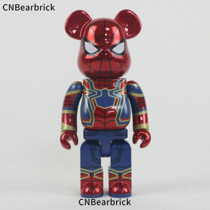 Bearbrick Spider-Man building block bear 400% 28CM tide play doll doll violent bear hand-made decoration-Red/Blue-6811213