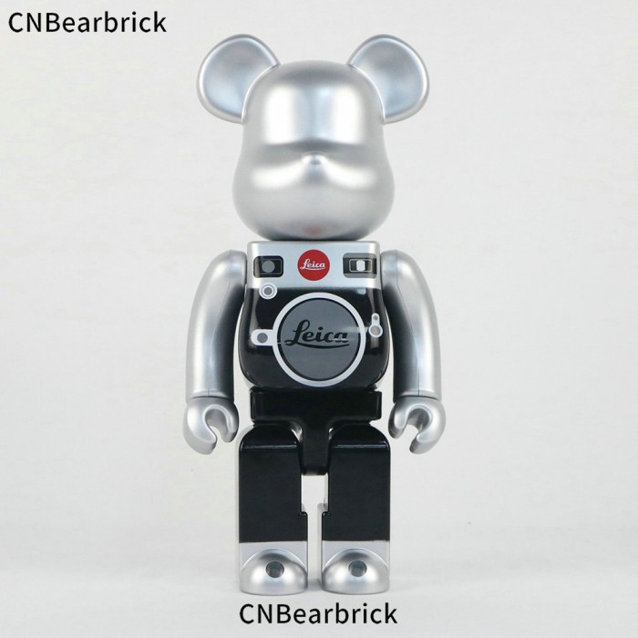 Bearbrick camera building block bear 400% trendy play doll doll violent bear ornament-Black/Silver-4126764