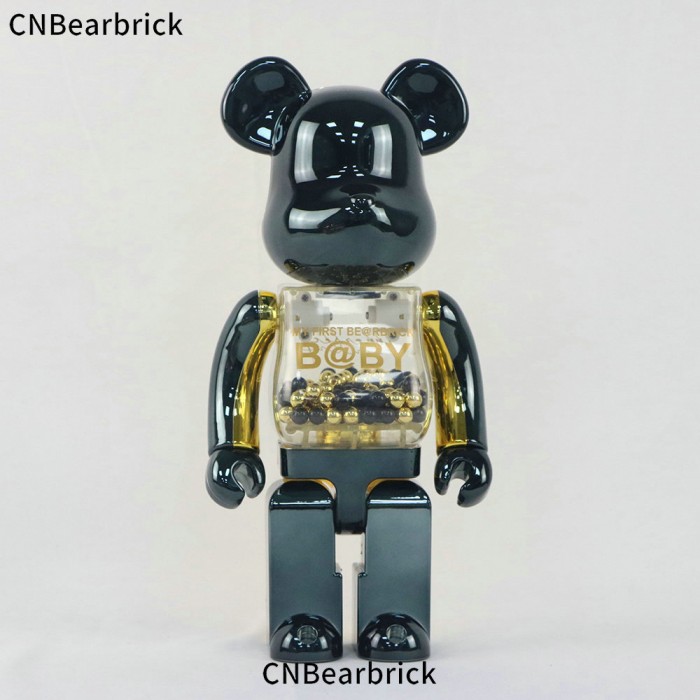 Bearbrick electroplating black gold powder gold building blocks bear 400% trendy play doll doll ornaments-Black-8367810