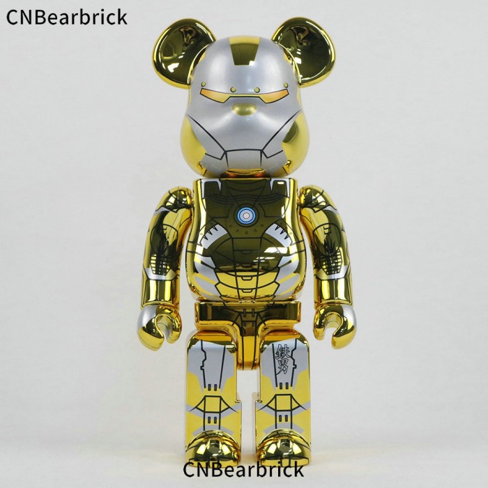 Bearbrick Kong Shanji Iron Man building block bear 400% 28CM tide play doll doll violent bear ornament-Gold-1481278