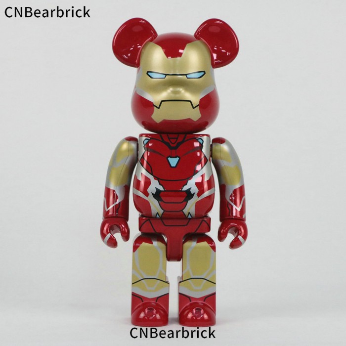 Bearbrick Iron Man building block bear 400% 28CM tide play Marvel doll violent bear doll decoration ornaments-Red/Gold-572104