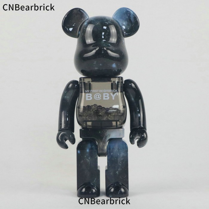 Bearbrick Black Star Qianqiu Building Block Bear 400% Trendy Doll Violent Bear Doll Ornament-Grey-5698111