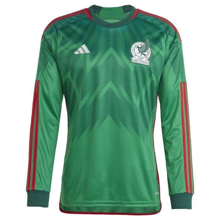 2022 World Cup National Team Mexico Home Green Red Jersey Long sleeves-6390208