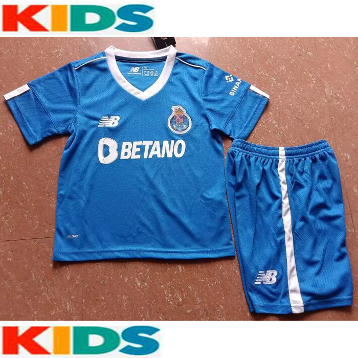 22/23 kids kit Porto third Away kit Blue White Jersey Kids suit (Shirt + Short )-5037727