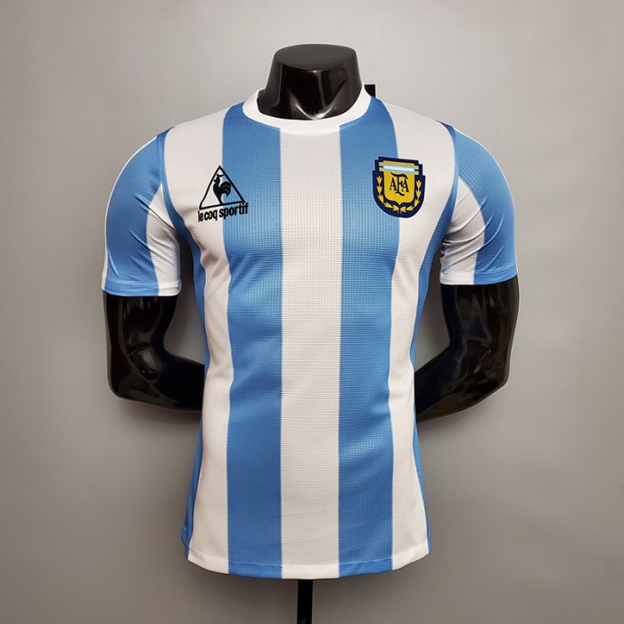 Argentina 1986 home White Blue Jersey version short sleeve-7440087
