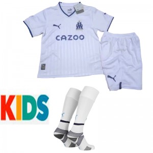 22/23 kids kit Marseille home White Jersey Kids suit (Shirt + Short +Sock)-5031923