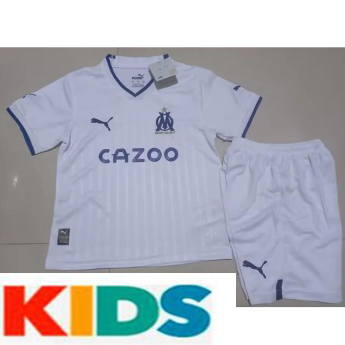 22/23 kids kit Marseille home White Jersey Kids suit (Shirt + Short )-2408776