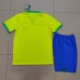 2022 World Cup National Team Brazil Home Yellow suit short sleeve kit Jersey (Shirt + Short)-4197636