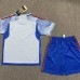 2022 World Cup Kids Spain Away Kids Blue White Jersey Kit short sleeve (Shirt + Short)-8828405