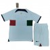 2022 World Cup Kids Portugal Away Kids White Jersey Kit short sleeve (Shirt + Short)-7273834