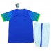 2022 World Cup Kids Brazil Away Kids Green Jersey Kit short sleeve (Shirt + Short)-9501530
