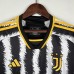 23/24 Juventus Home Black White Jersey Kit short Sleeve (Shirt + Short + Socks)-7939143
