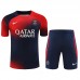 23/24 Paris Saint-Germain PSG Navy Blue Red Training jersey Kit short sleeve (Shirt + Short)-7286772
